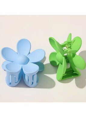 Helena Floral Hair Claw Clip Flower Accessory Set Blue Green Gift Packaged